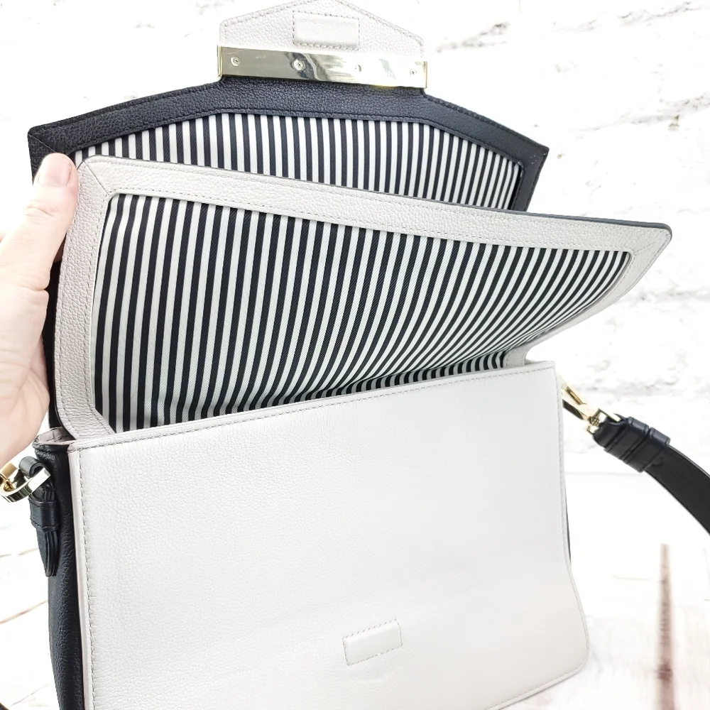Kate Spade Black and Cream Leather Shoulder Bag